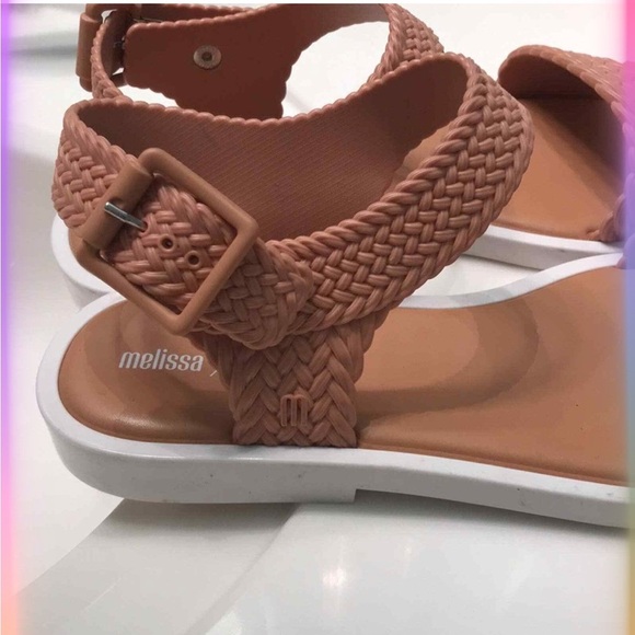Melissa x Salinas Mar Braid Sandal - Marsha By The Sea peach/white Size 10 - Picture 3 of 10